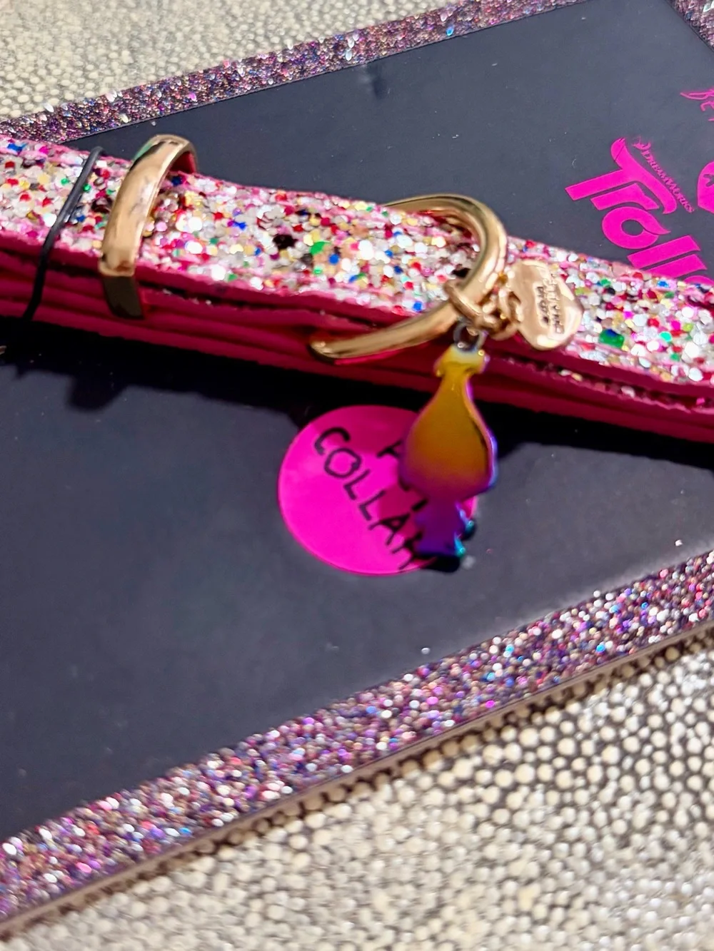 Betsey Johnson XOX Trolls Glitter Pet Collar and matching leash NWT